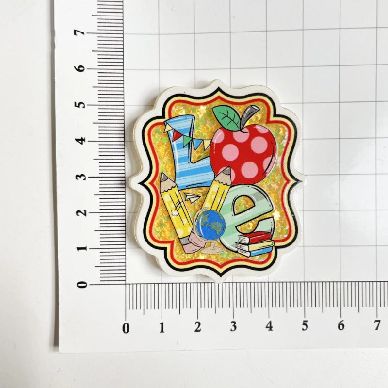Wholesale 20PCS Teacher Acrylic Quicksand Rotatable ID Buckle